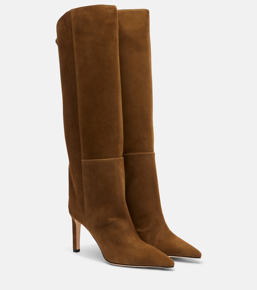 Jimmy Choo Alizze 85 Suede Knee-high Boots In Brown