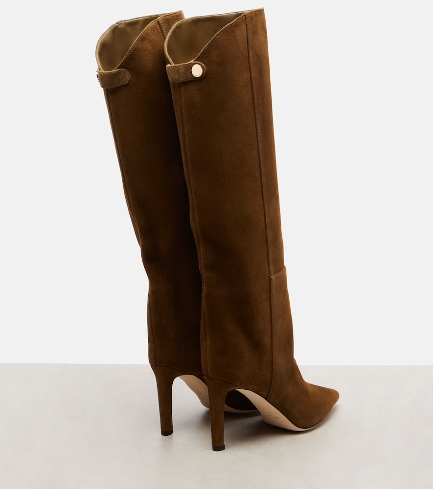 Jimmy Choo Alizze 85 Suede Knee-high Boots In Brown