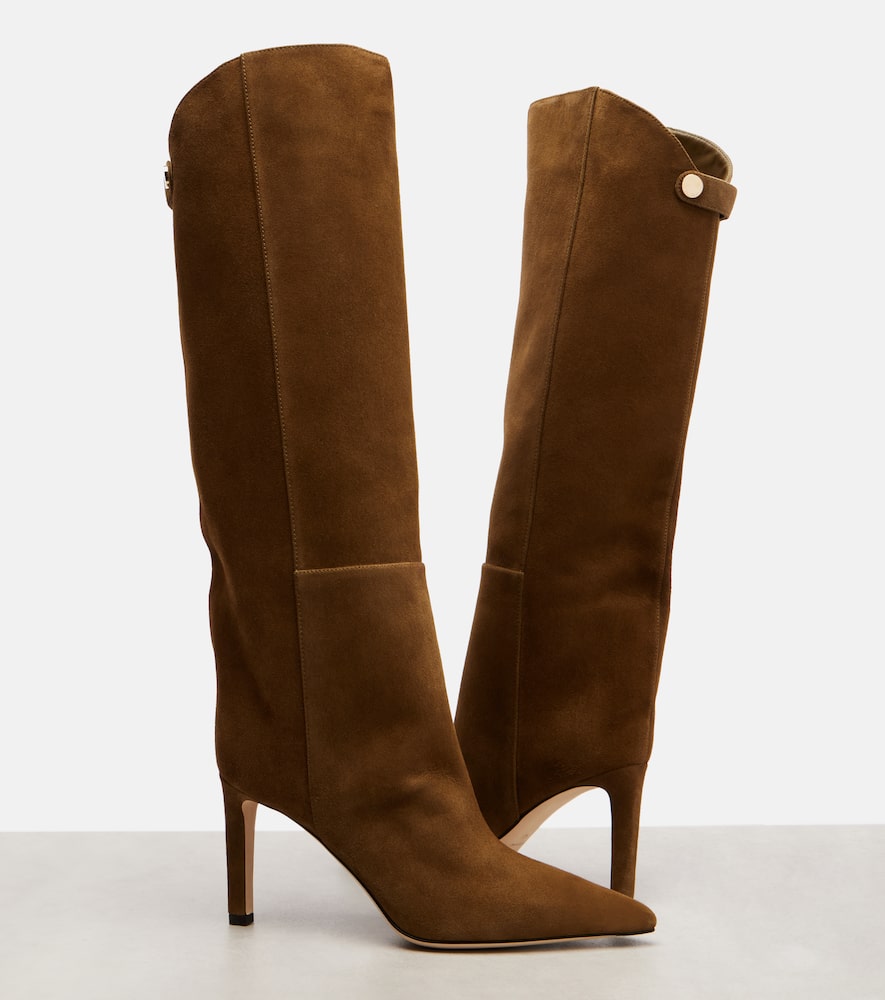 Jimmy Choo Alizze 85 Suede Knee-high Boots In Brown