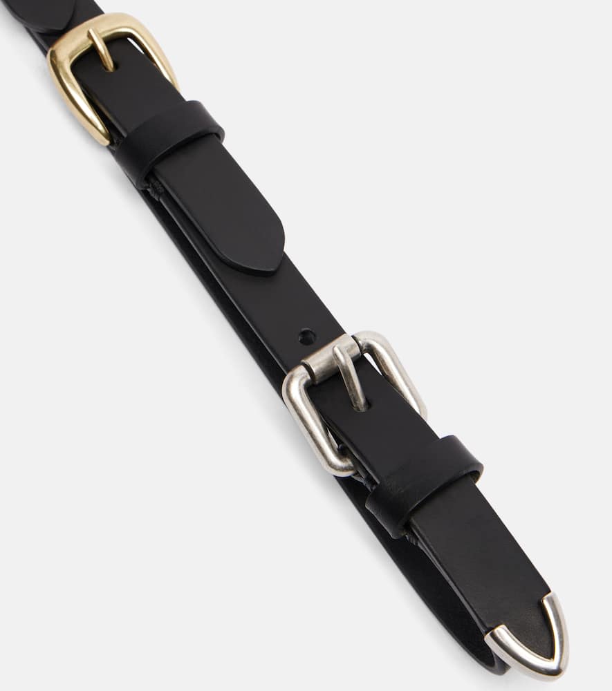 Etro Embellished Leather Belt In Blue