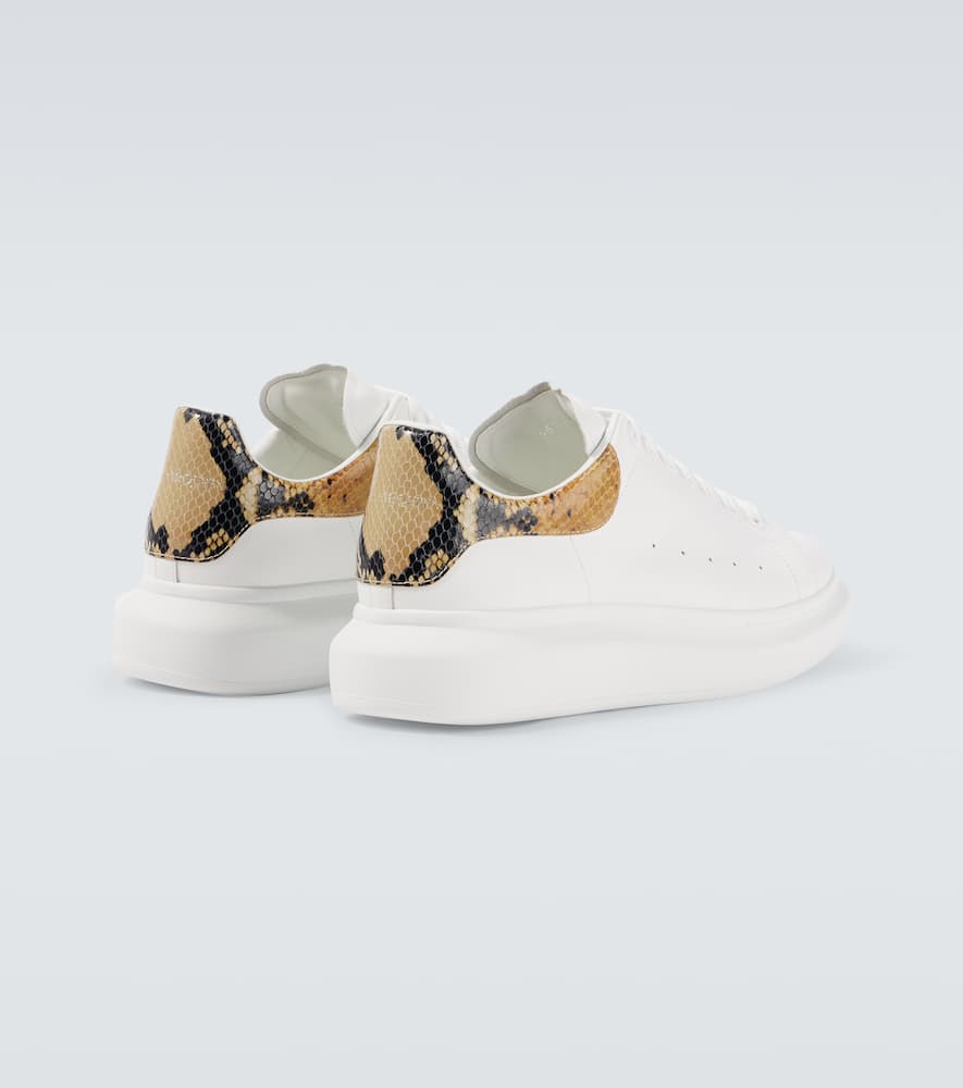 Alexander Mcqueen White Oversize Sneakers With Snake Print On The Heel In Leather Man