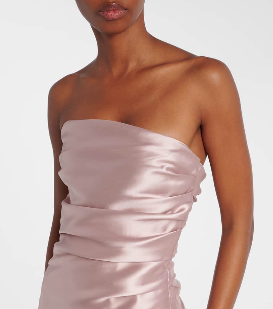 Marmar Halim Caped Satin Bustier Gown In Pink