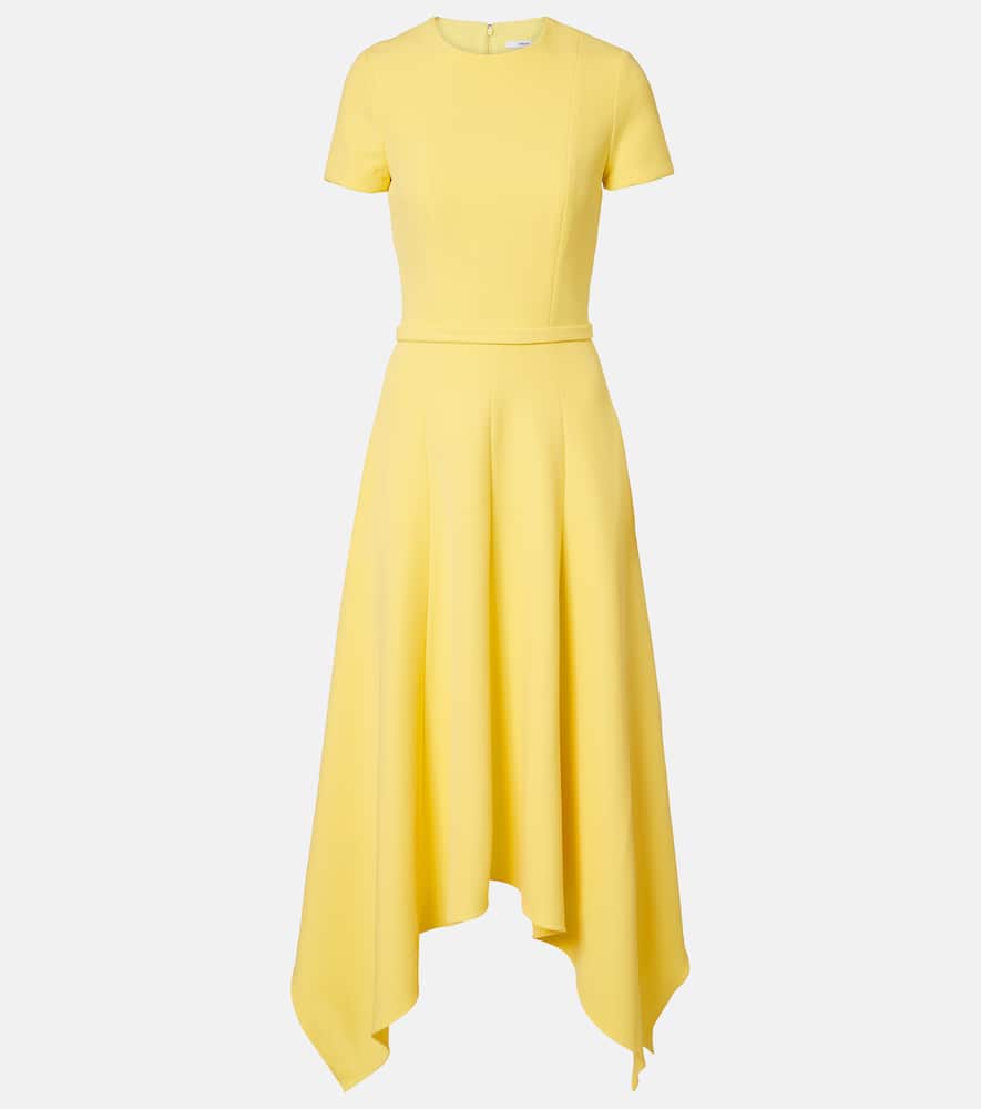 Safiyaa Okimi Asymmetric Crêpe Midi Dress In Yellow