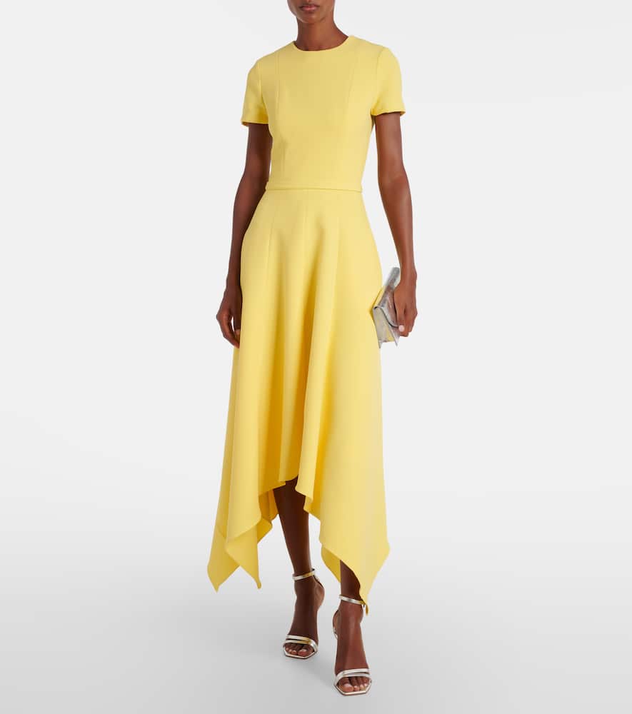 Safiyaa Okimi Asymmetric Crêpe Midi Dress In Yellow