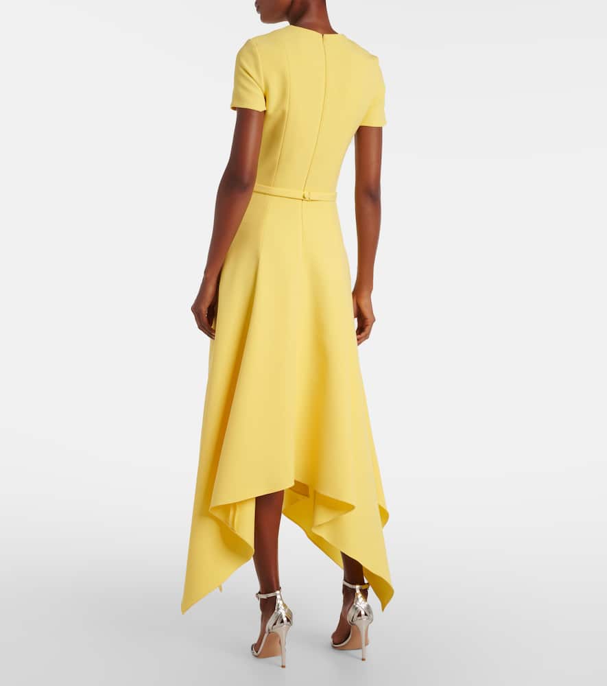 Safiyaa Okimi Asymmetric Crêpe Midi Dress In Yellow