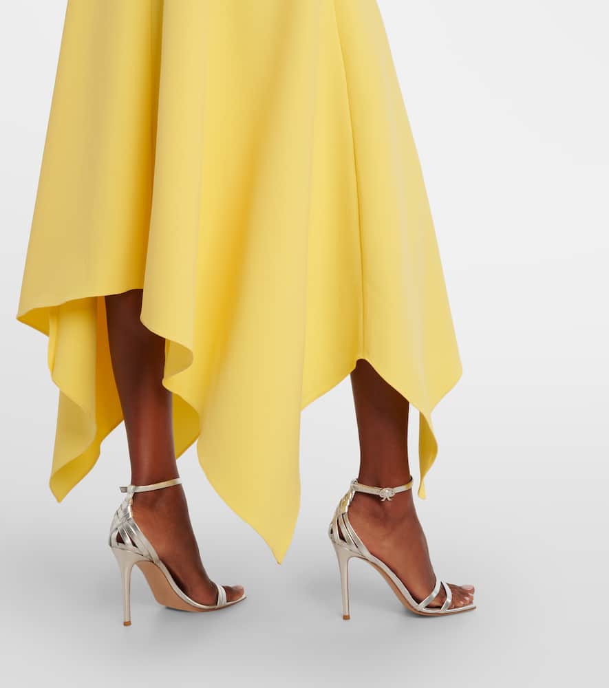 Safiyaa Okimi Asymmetric Crêpe Midi Dress In Yellow