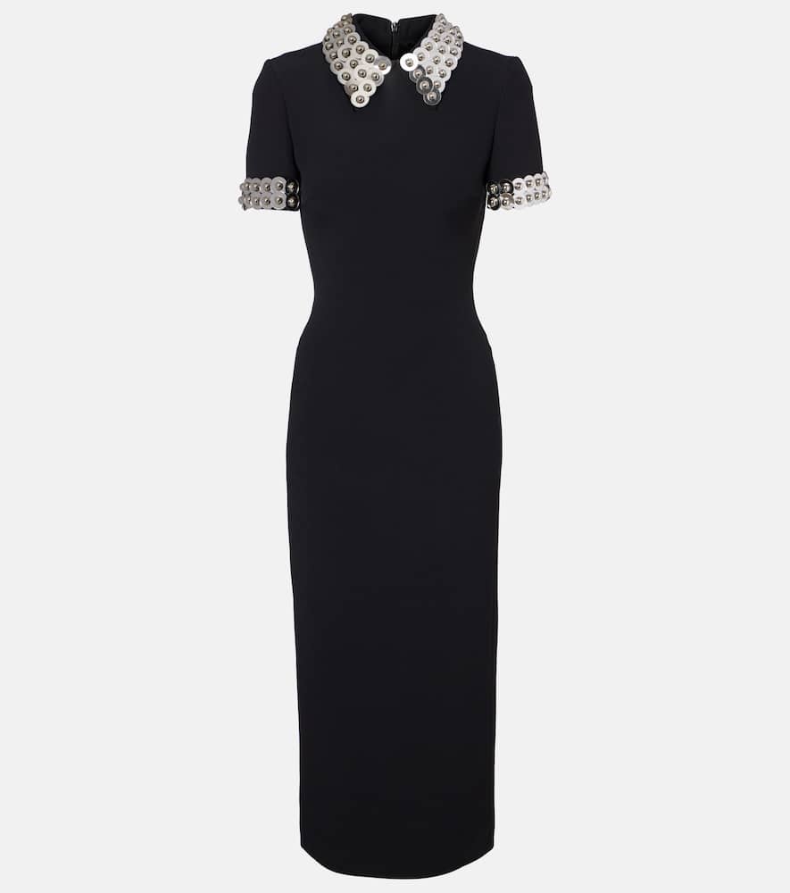 David Koma Embellished Cady Midi Dress In Black