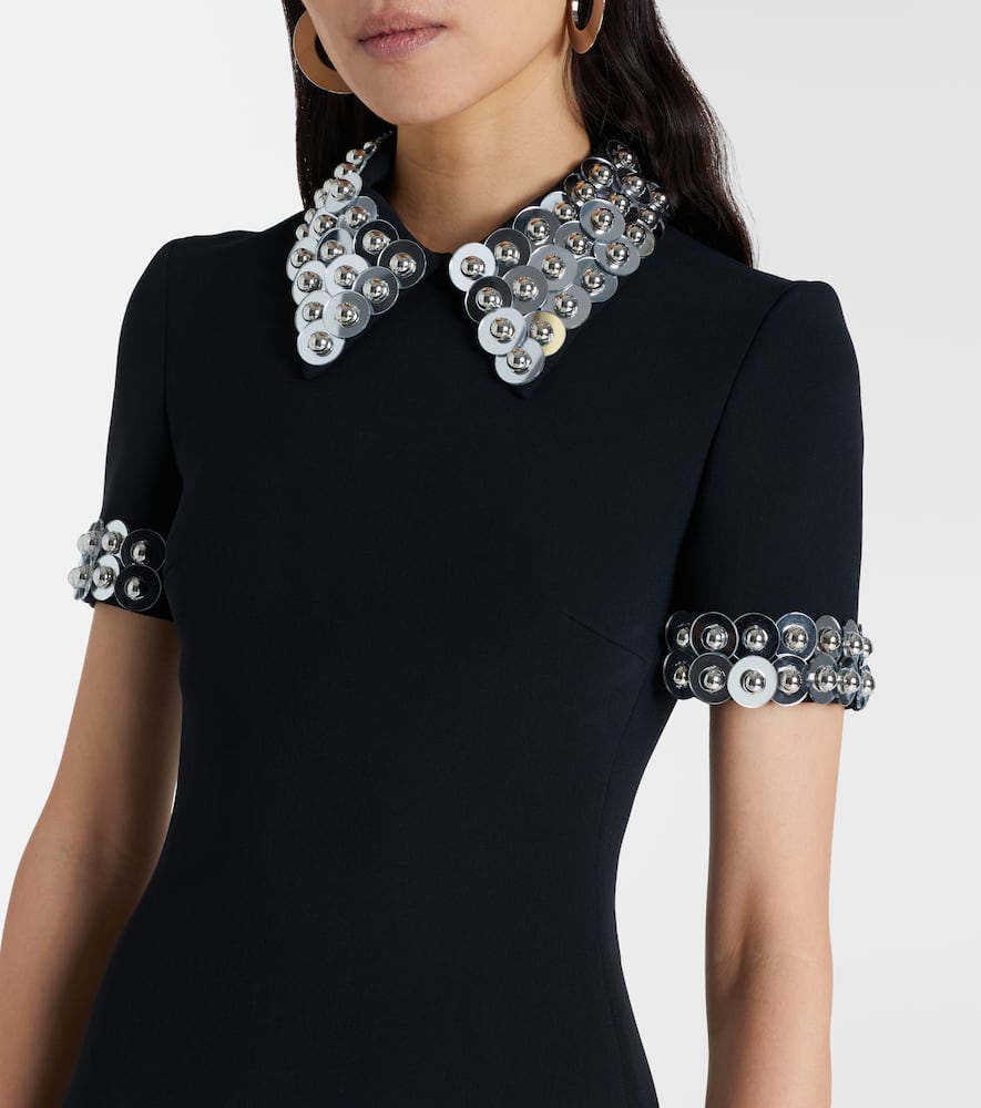 David Koma Embellished Cady Midi Dress In Black