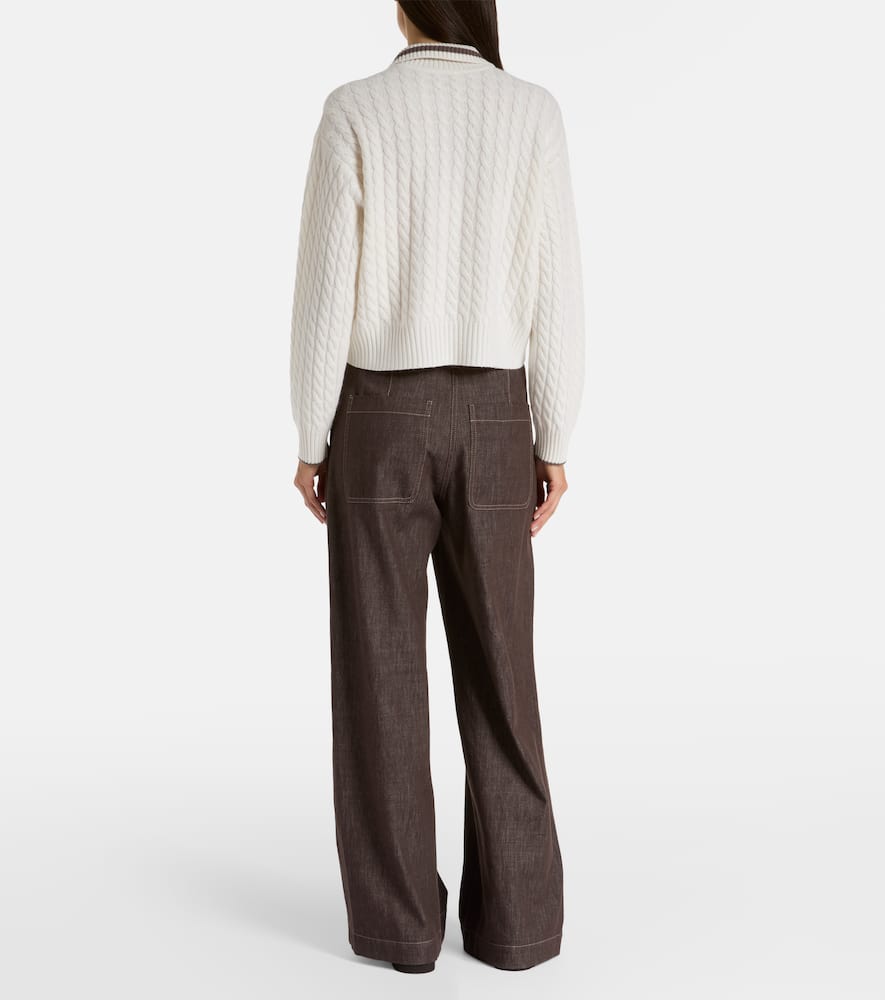 Brunello Cucinelli Sport Club Pullover With White Cashmere In Neutral