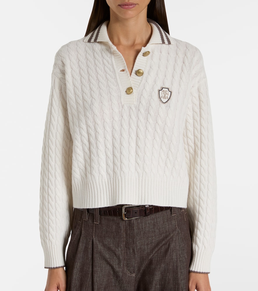 Brunello Cucinelli Sport Club Pullover With White Cashmere In Neutral