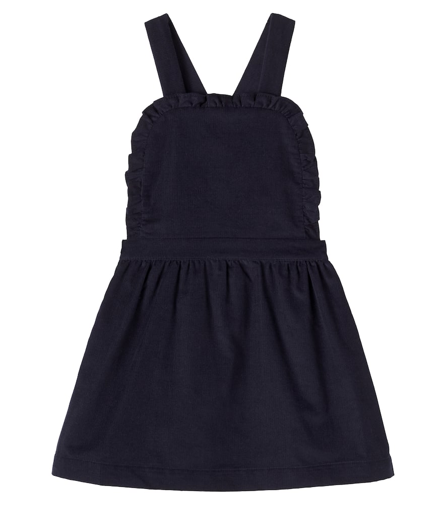 La Coqueta Alexa Ruched Cotton Corduroy Dress In Blue