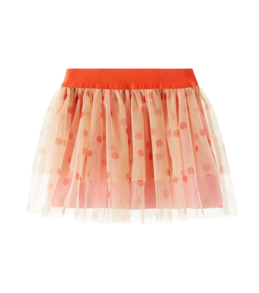 Mini Rodini Polka-dot Tulle And Cotton-blend Skirt In Multi
