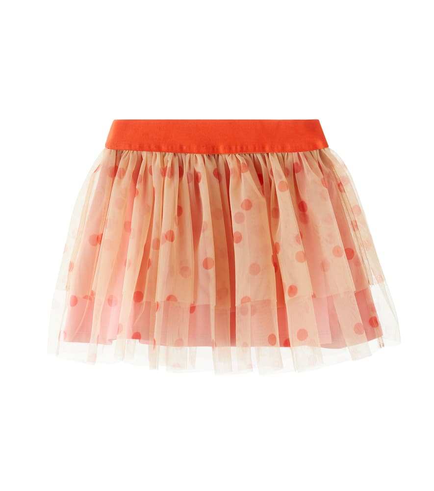 Mini Rodini Polka-dot Tulle And Cotton-blend Skirt In Multi