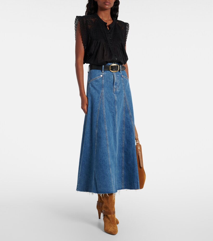Veronica Beard Alix denim midi skirt