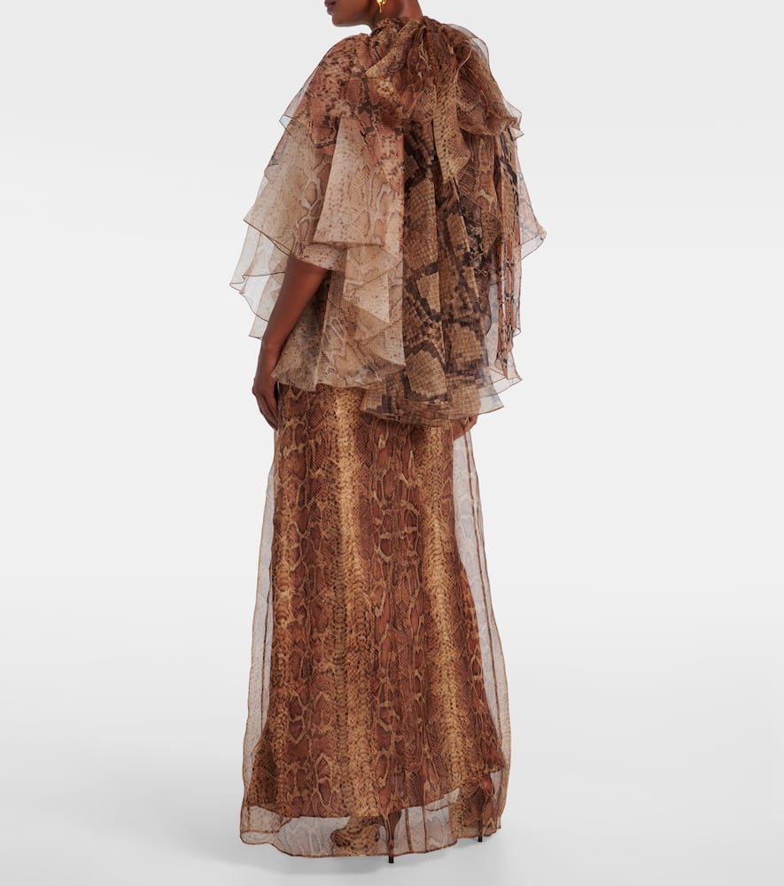 Zimmermann Memento Ruffled Silk Gown In Brown