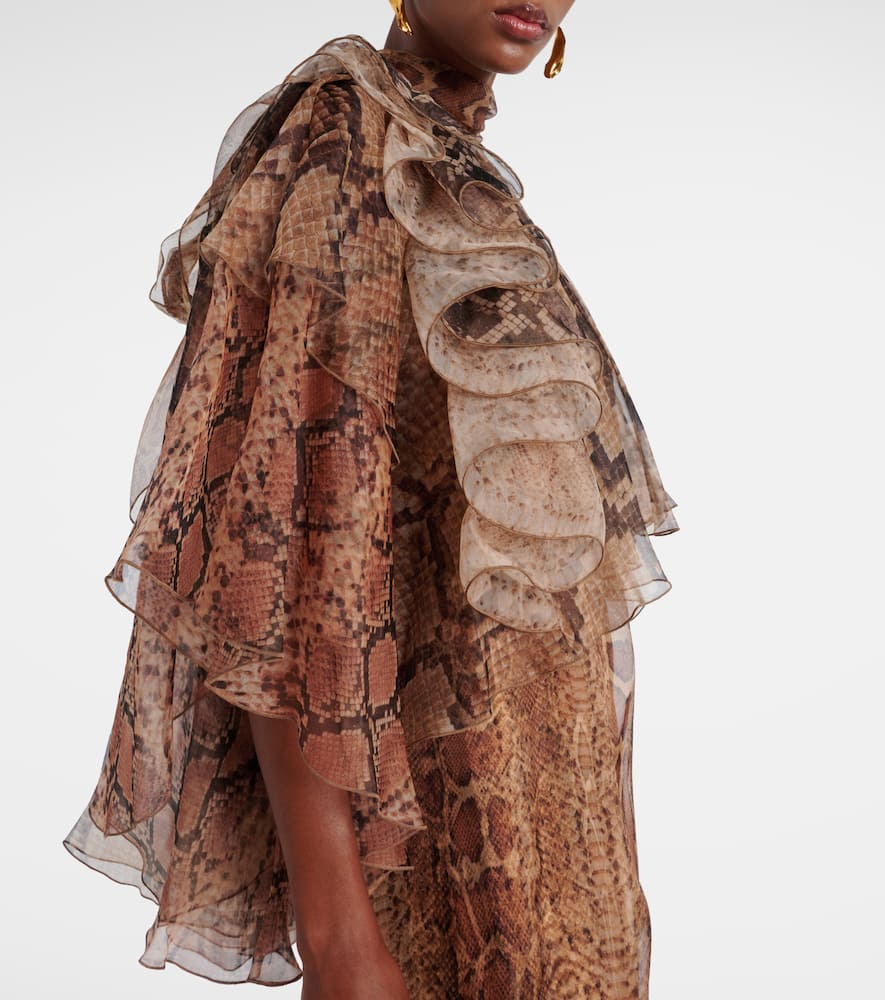 Zimmermann Memento Ruffled Silk Gown In Brown