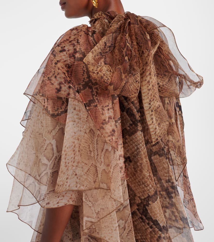 Zimmermann Memento Ruffled Silk Gown In Brown