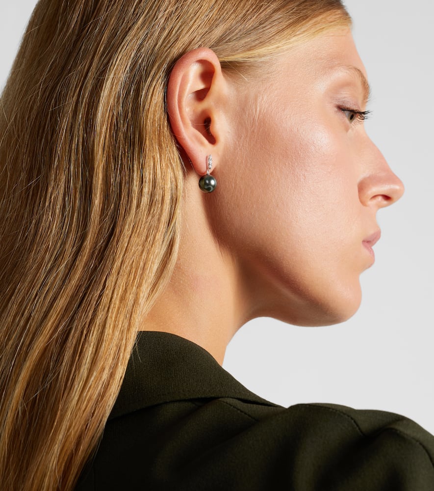 MIKIMOTO 18KT WHITE GOLD DROP EARRINGS WITH PEARLS AND DIAMONDS