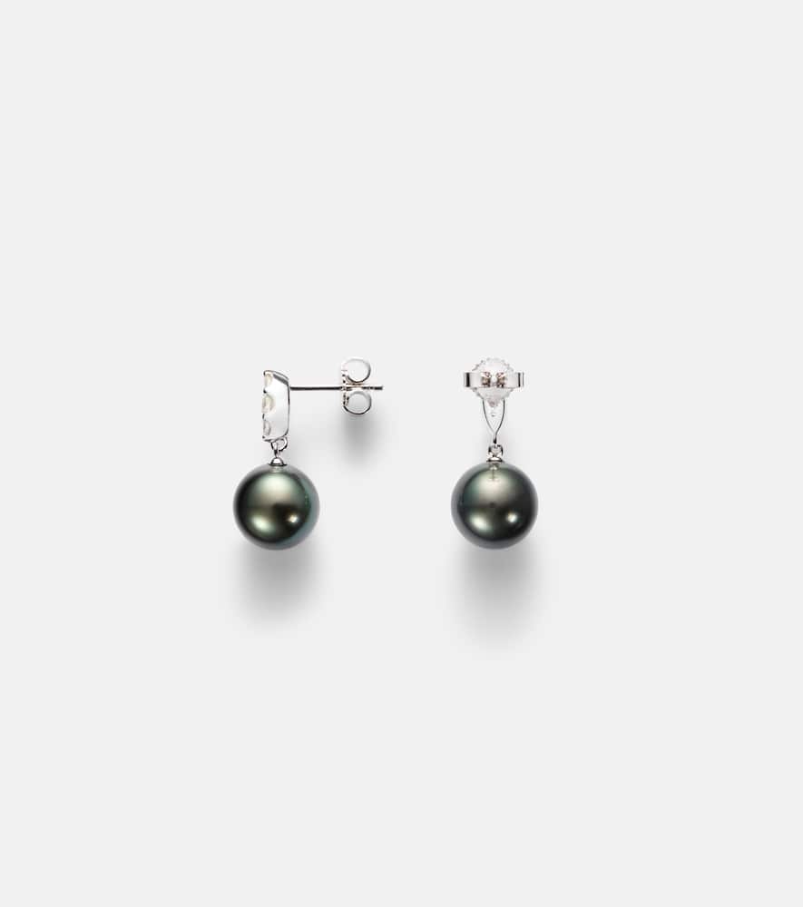 MIKIMOTO 18KT WHITE GOLD DROP EARRINGS WITH PEARLS AND DIAMONDS
