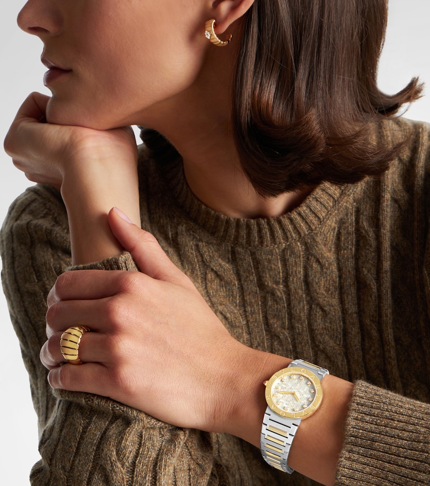 Bvlgari Bvlgari Bvlgari 18kt gold and steel watch with diamonds