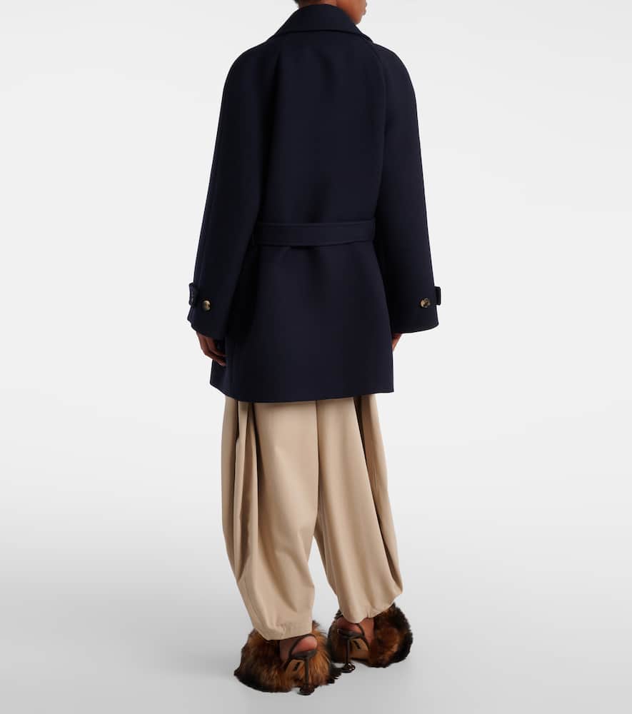 Loewe Double-breasted Wool Coat With Belt In Black