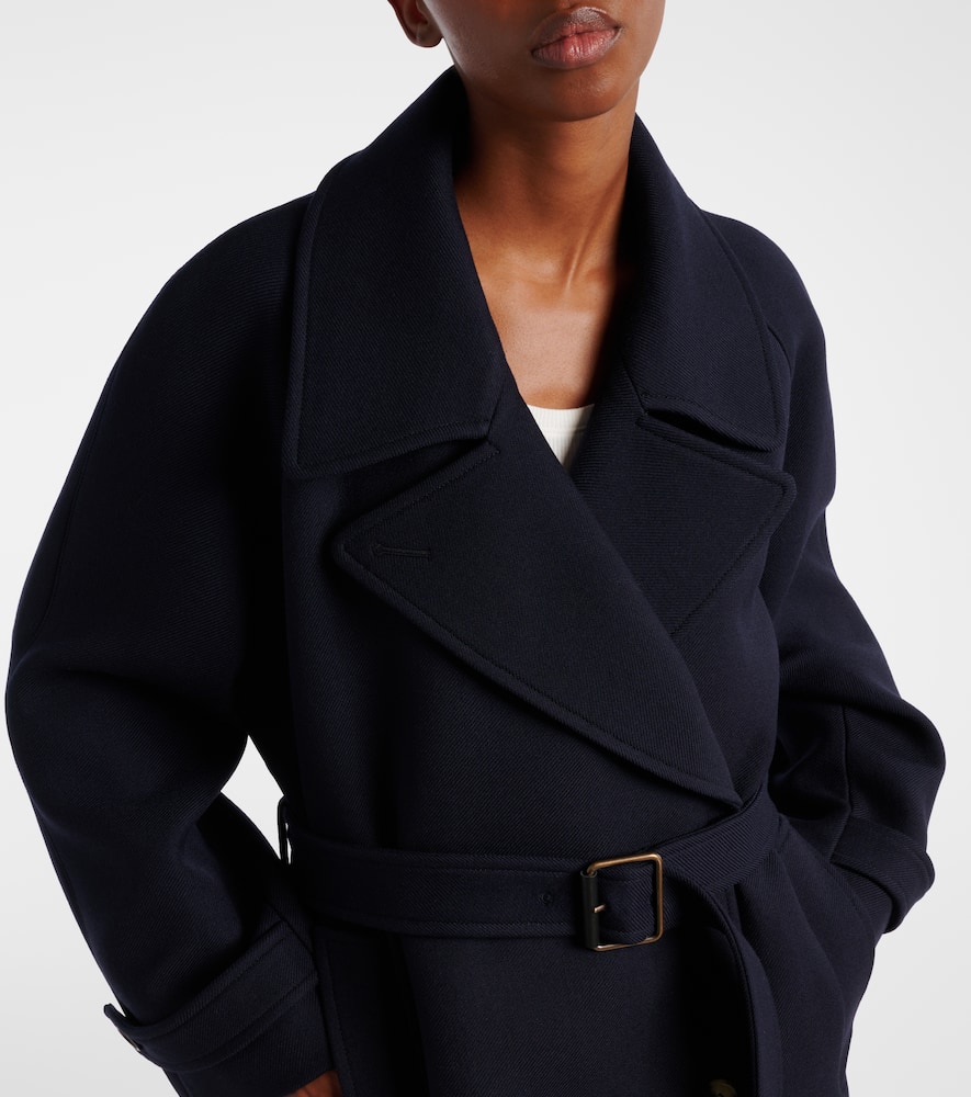 Loewe Double-breasted Wool Coat With Belt In Black