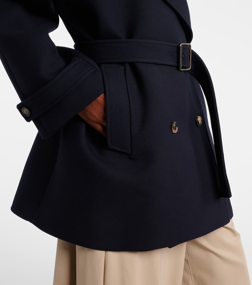 Loewe Double-breasted Wool Coat With Belt In Black