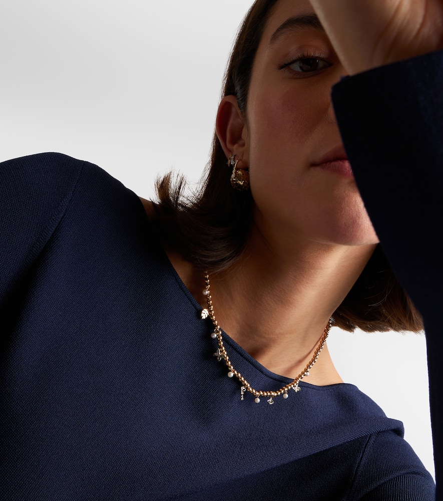 Sydney Evan 14kt Gold Beaded Pendant Necklace With Pearls In Gold