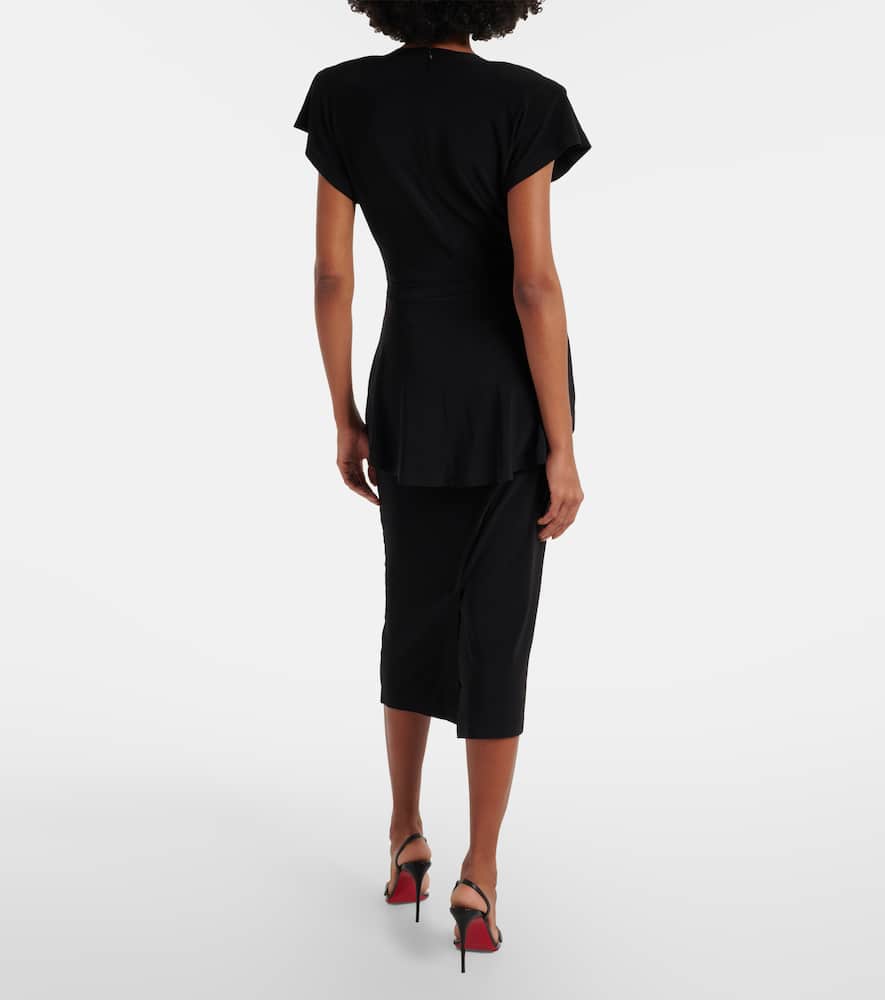Norma Kamali Belted Peplum Midi Dress In Black