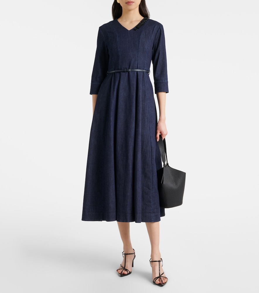 'S Max Mara Vela embellished belted denim midi dress