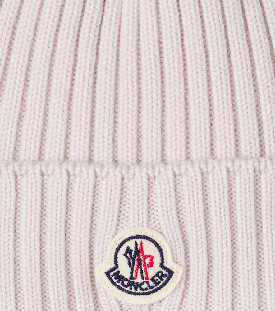  Moncler Enfant Moncler Enfant Logo Ribbed-knit Wool Beanie 