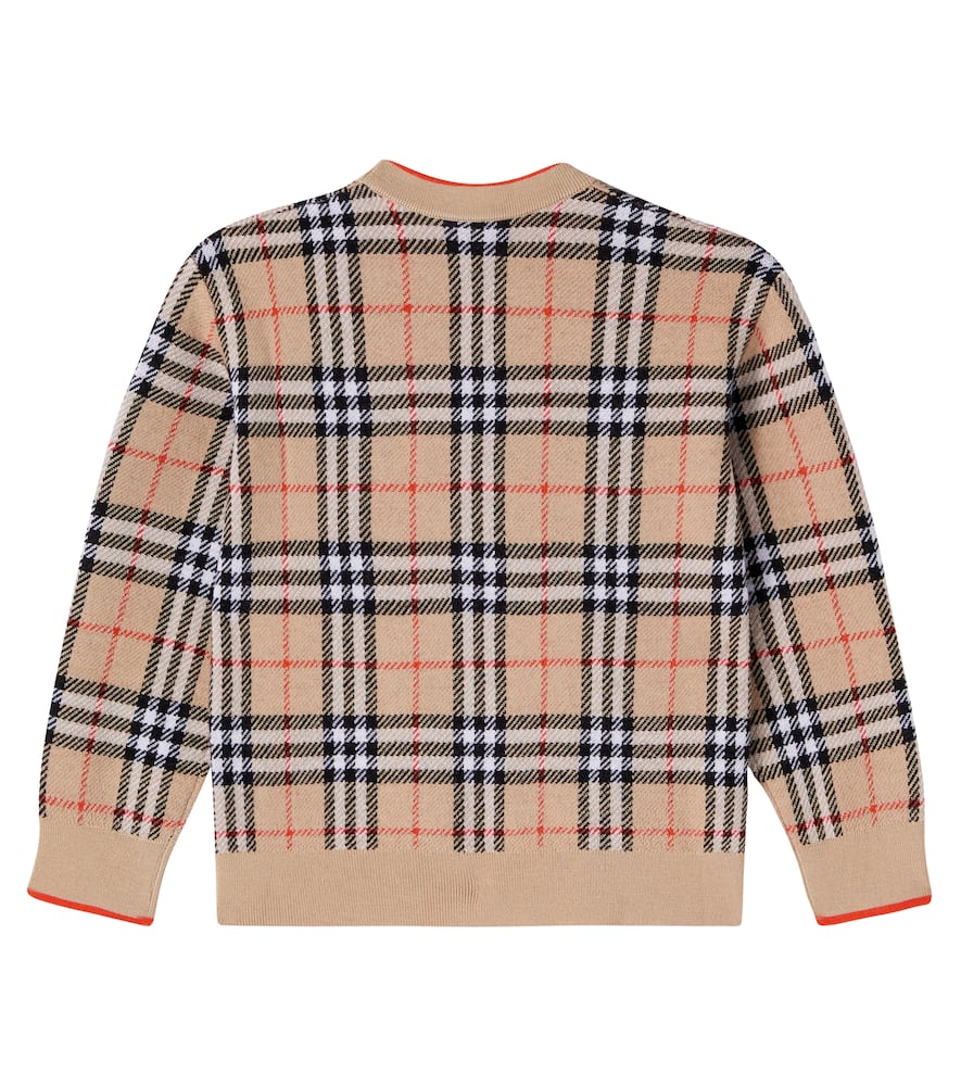 Burberry Check Wool Cardigan In Neutral