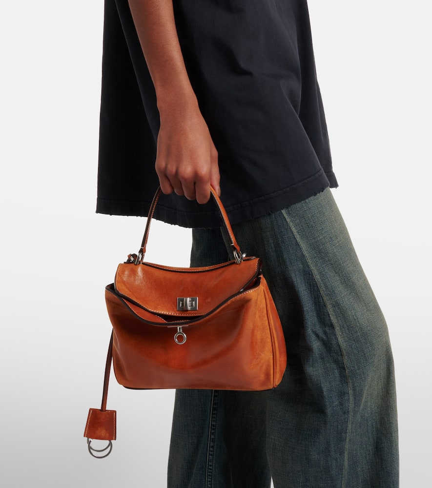 Balenciaga Rodeo Mini Leather Tote Bag In Brown