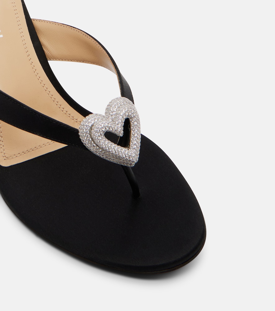  Mach & Mach Mach & Mach Double Heart Satin Wedge Thong Sandals 