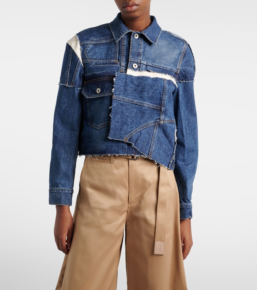 Sacai Patchwork Denim Jacket In Blue