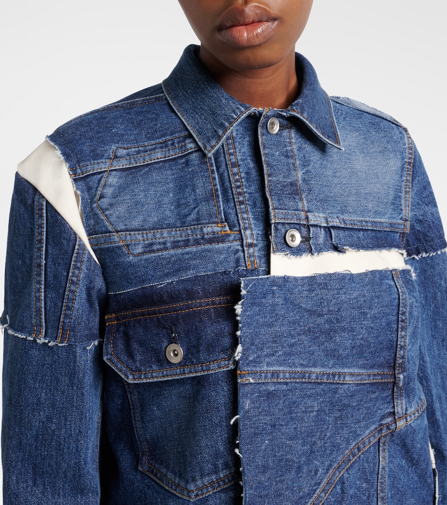 Sacai Patchwork Denim Jacket In Blue