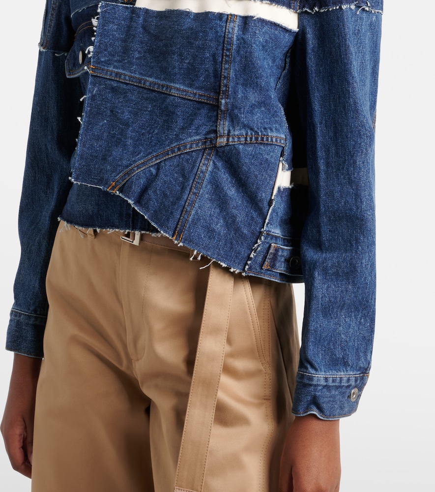 Sacai Patchwork Denim Jacket In Blue