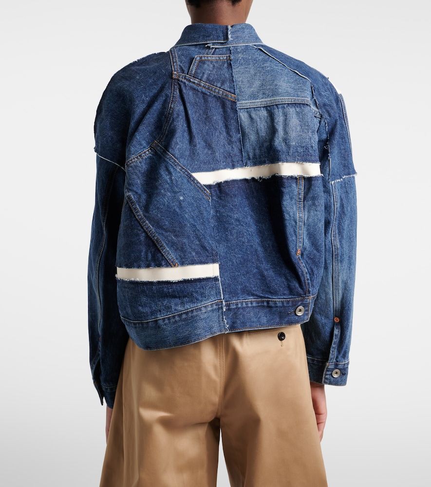 Sacai Patchwork Denim Jacket In Blue