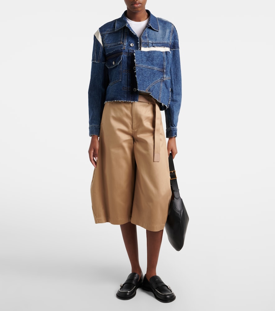 Sacai Patchwork Denim Jacket In Blue