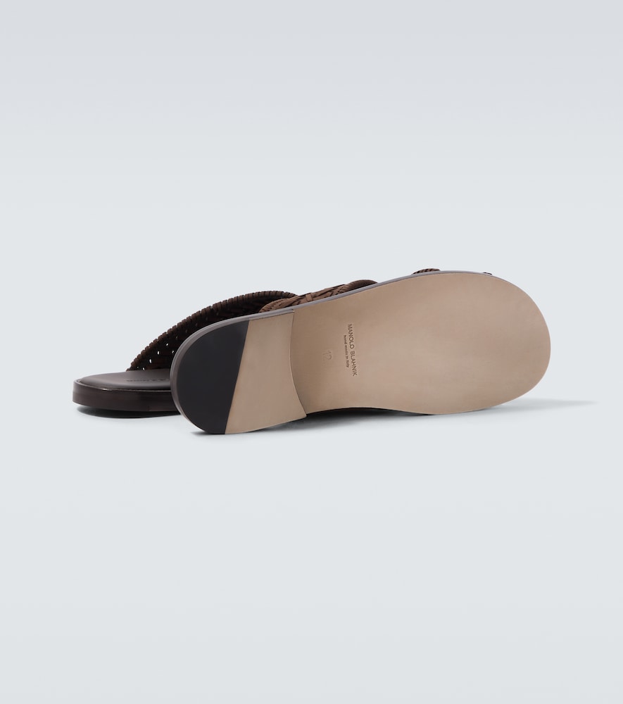  Manolo Blahnik Manolo Blahnik Tex Leather Sandals 