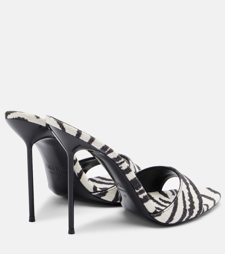  Paris Texas Paris Texas Lidia Zebra-print Canvas Mules 