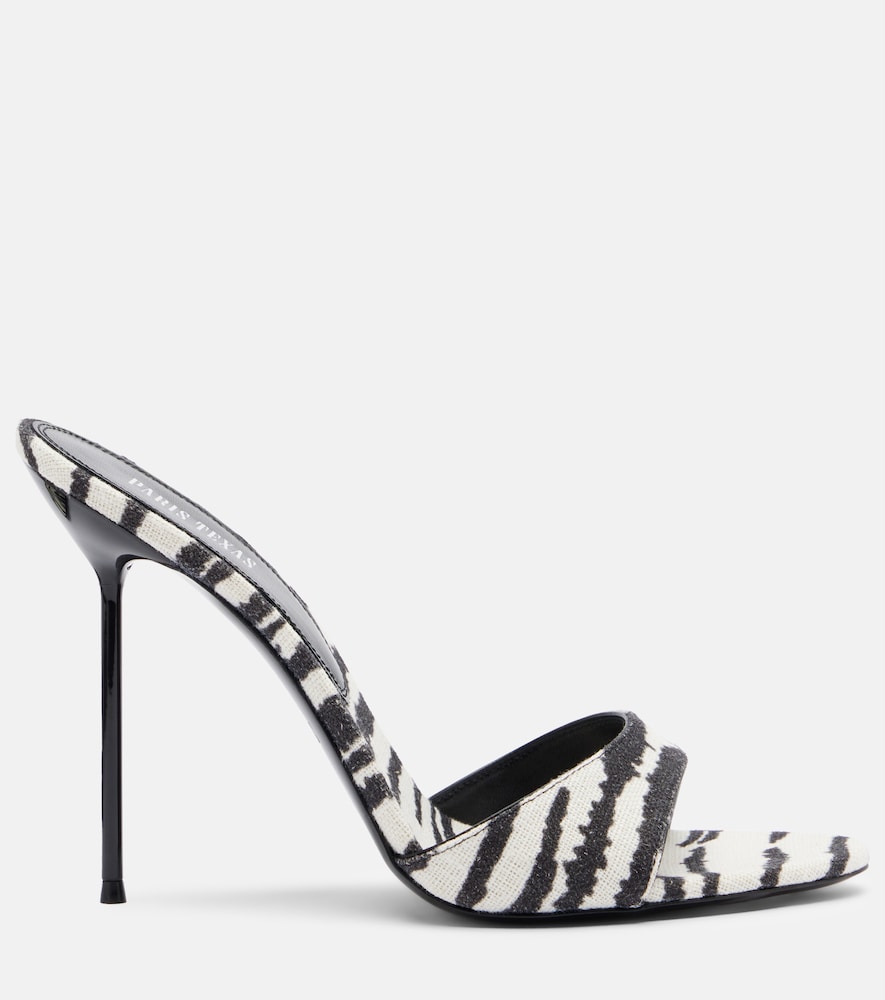  Paris Texas Paris Texas Lidia Zebra-print Canvas Mules 