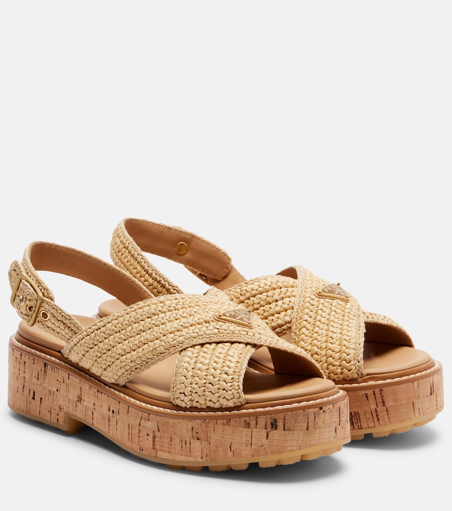 Raffia slingback sandals