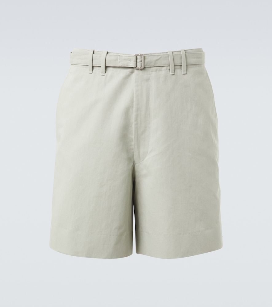 Stòffa Belted Cotton And Linen Shorts In Gray