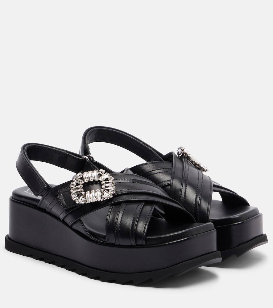 Roger Vivier Strass Buckle leather platform sandals