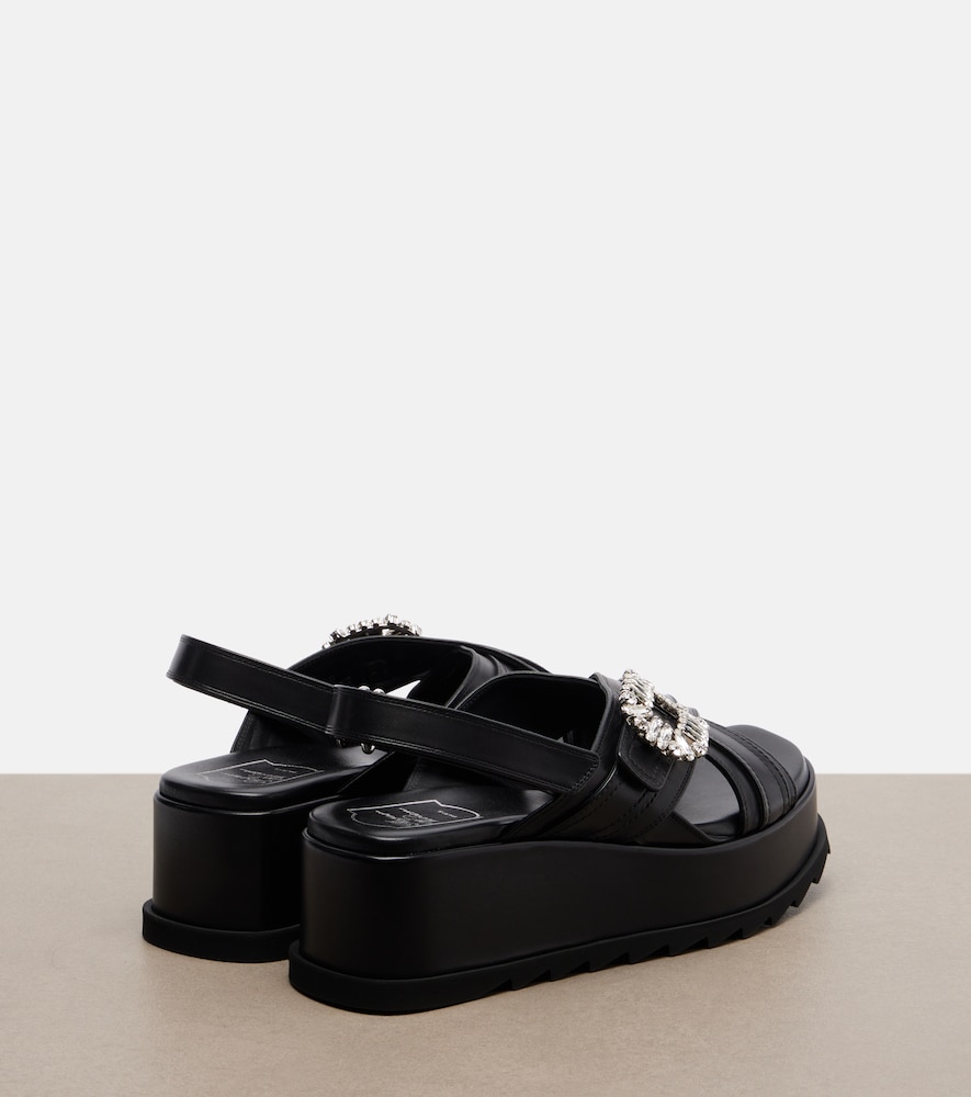  Roger Vivier Roger Vivier Plateausandalen Strass Buckle Aus Leder 