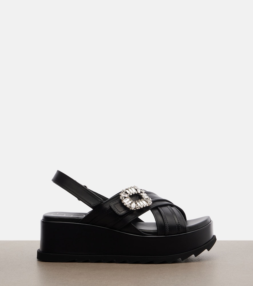  Roger Vivier Roger Vivier Plateausandalen Strass Buckle Aus Leder 