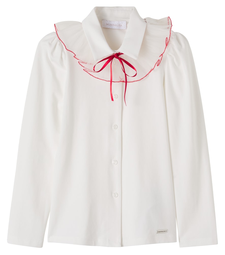 Camicia in jersey di misto cotone con fiocco
