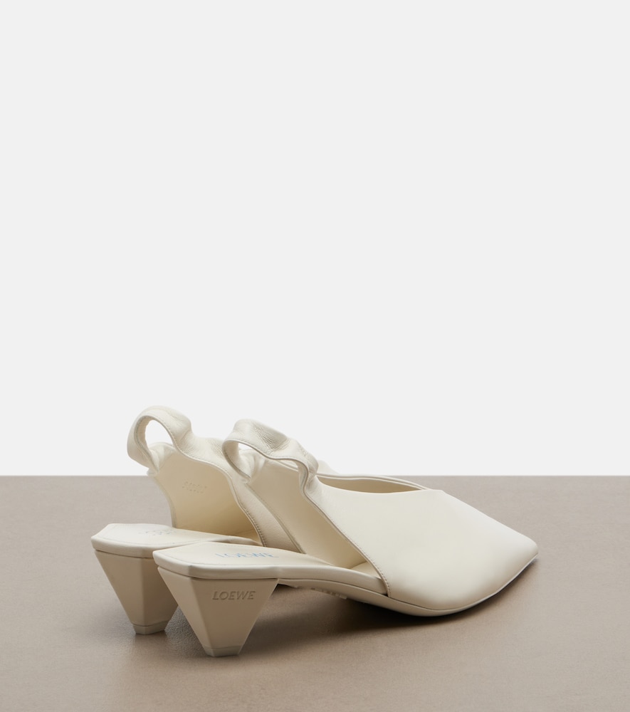 Origami Cubic Leather Slingback Pumps