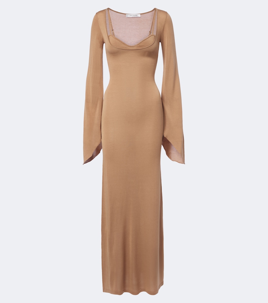 Aya Muse Zair Layered Gown In Brown